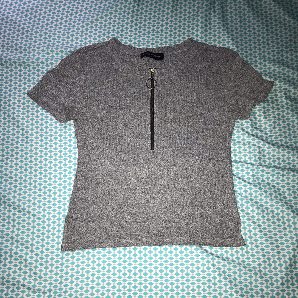 Gray Zip Up Shirt